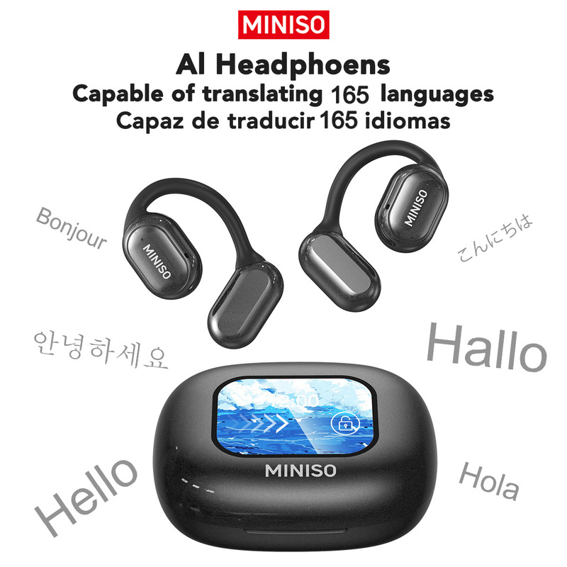Miniso X30 Wireless Headphones with Lcd Display, Support Tf Card, Super Long Battery Life, Sports Headphones with Smart Noise Reduction