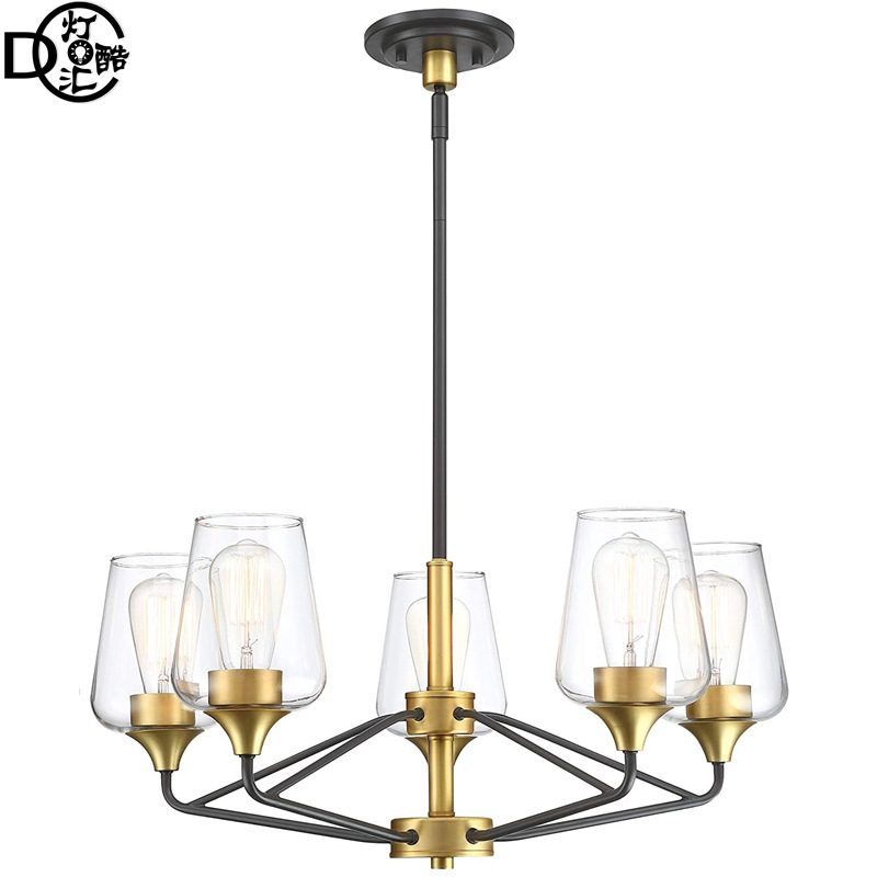 Amazon Industrial Wind Glass Chandelier Country rustic style farmhouse kitchen living room foyer dining room hanging lamps