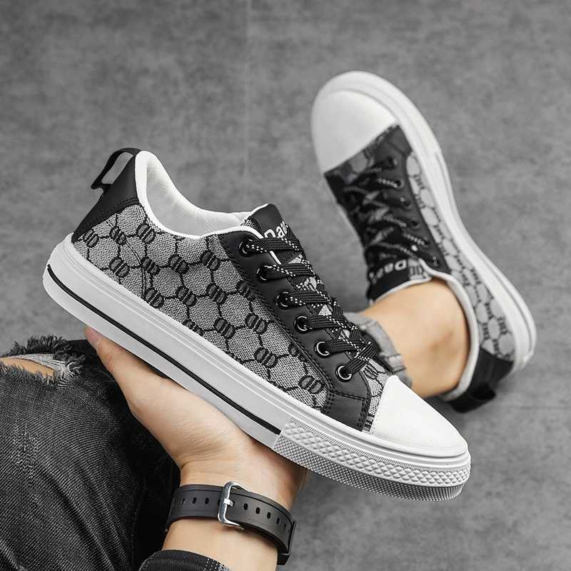 2024 весенняя мужская обувь холст мужская модная обувь повседневная пара студенческая корейская версия туфель на шнуровке