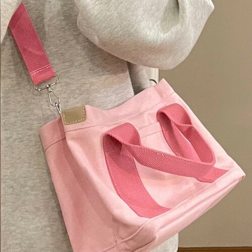 Japanese-Korean Separated Canvas Tote Lunch Bag Retro Student School Commute Bag Multi-Layer Handbag Crossbody Bag for Women