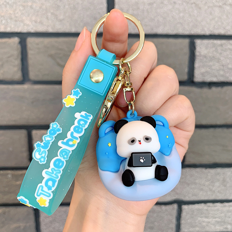 Sofá pequeño animal llavero Panda muñeca colgante bolsa de coche colgante pequeño regalo llavero oveja Silicona