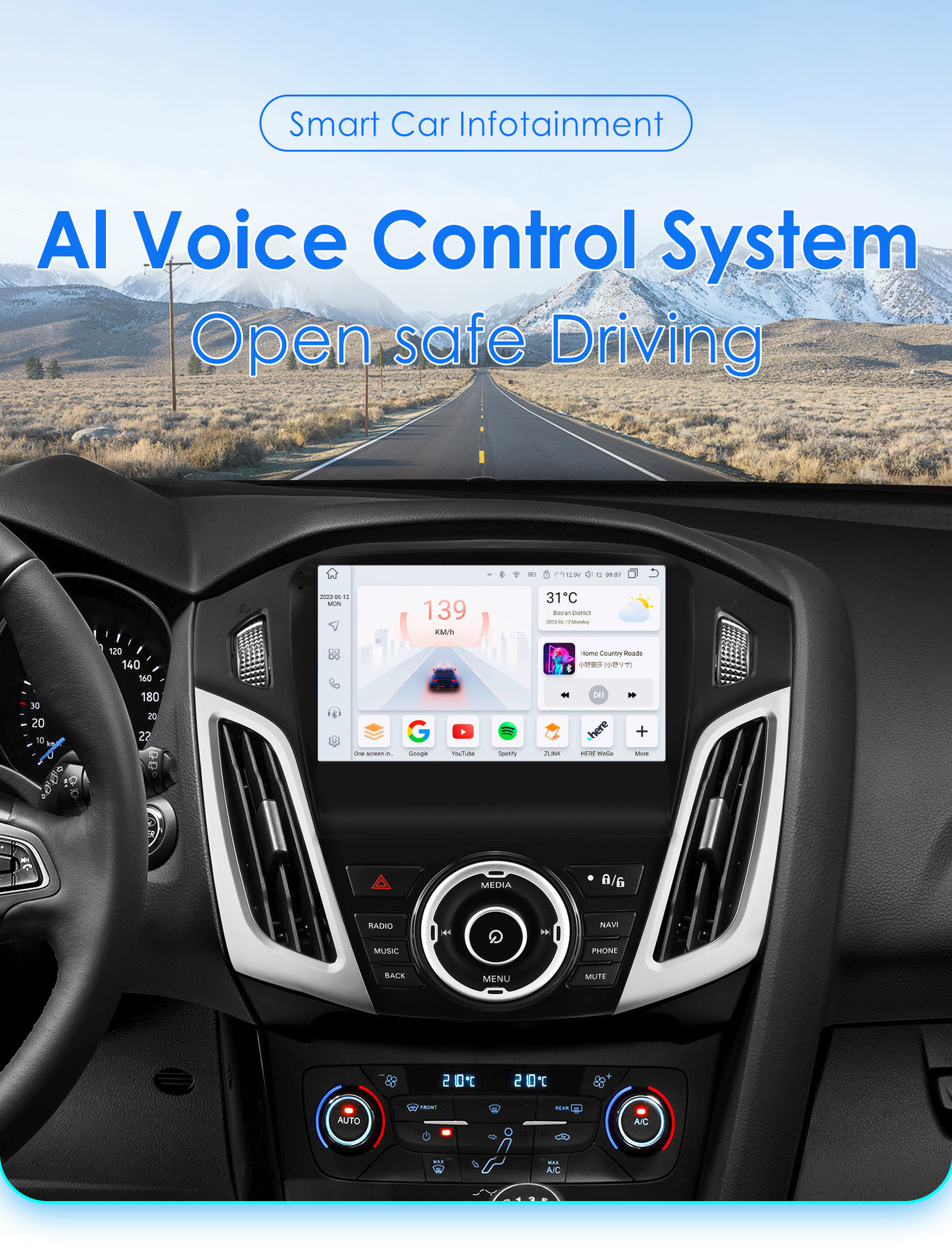 Suitable for 11-19 Models of Ford Focus Mk3 Android Smart Navigation Bluetooth Gps Integrated Reversing Camera System