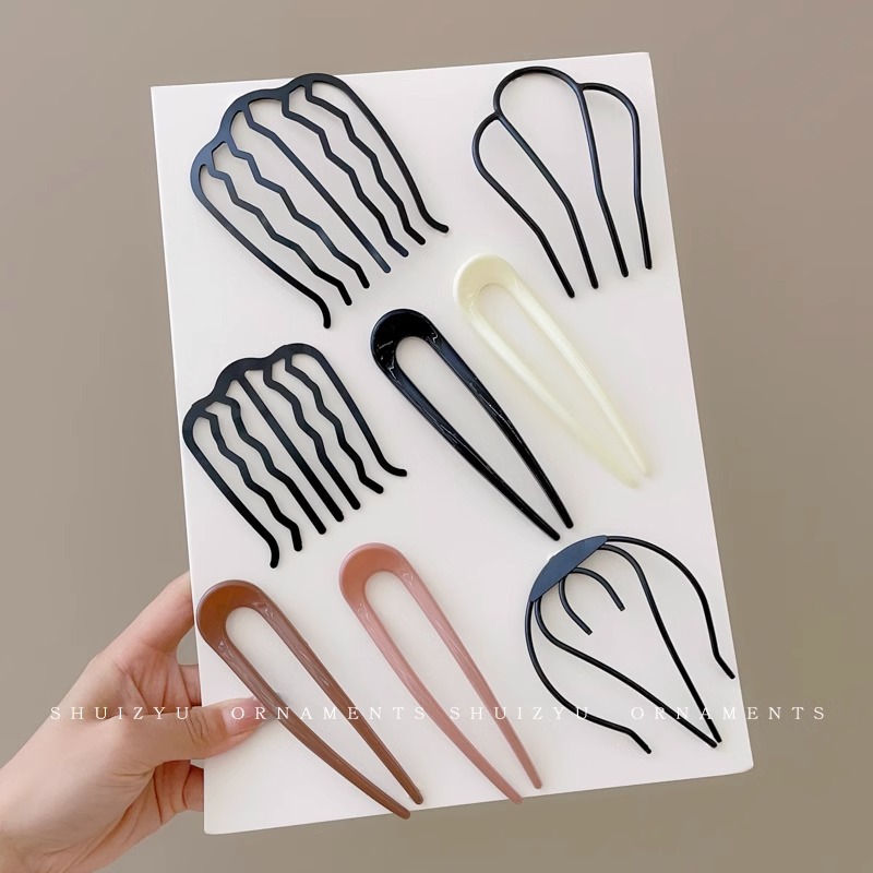 Fixed Bun Head Plate Hair Styling Tool Insert Comb Female Hairpin Inverted Insert Hair Clip U-shaped Hair Clip 2023 New Headwear Hair Comb 