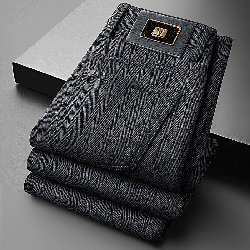【Sheep Wool + Mulberry Silk】Men's Light Luxury Casual Pants, Winter Thickened Wrinkle-Resistant No-Iron Business Woolen Pants