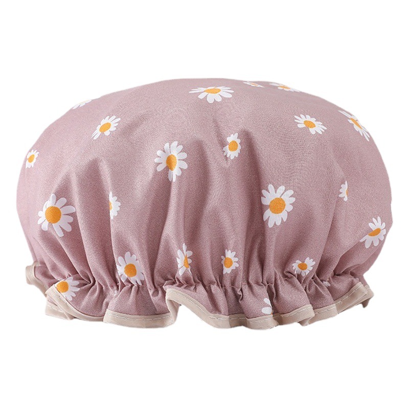 Doble capa impermeable gorro de ducha gorro de pelo PEVA a prueba de polvo de dibujos animados poliéster algodón impreso baño champú tapa transfronteriza Amazon al por mayor