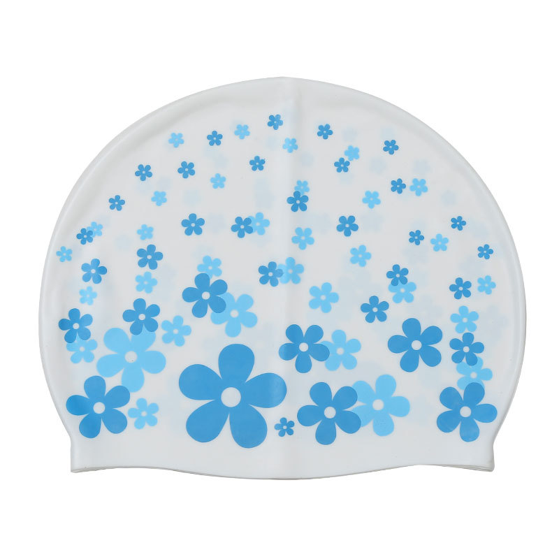 Gorro de baño estampado de silicona para hombres y mujeres adultos y niños patrón de flor universal protección auditiva impermeable gorro de baño al por mayor