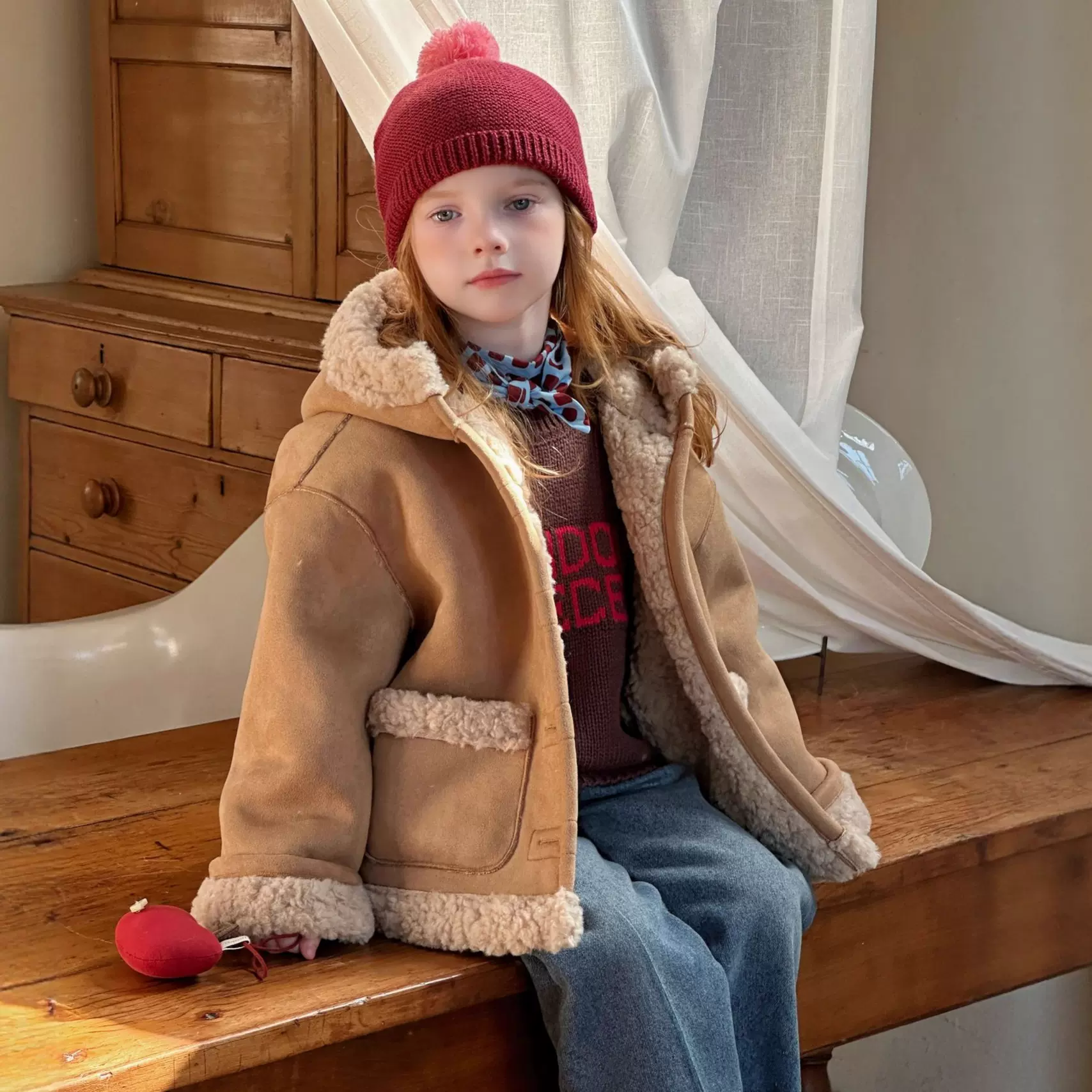 棉多米女童2025冬季新款韩国童装加绒加厚连帽仿皮毛一体外套棉服