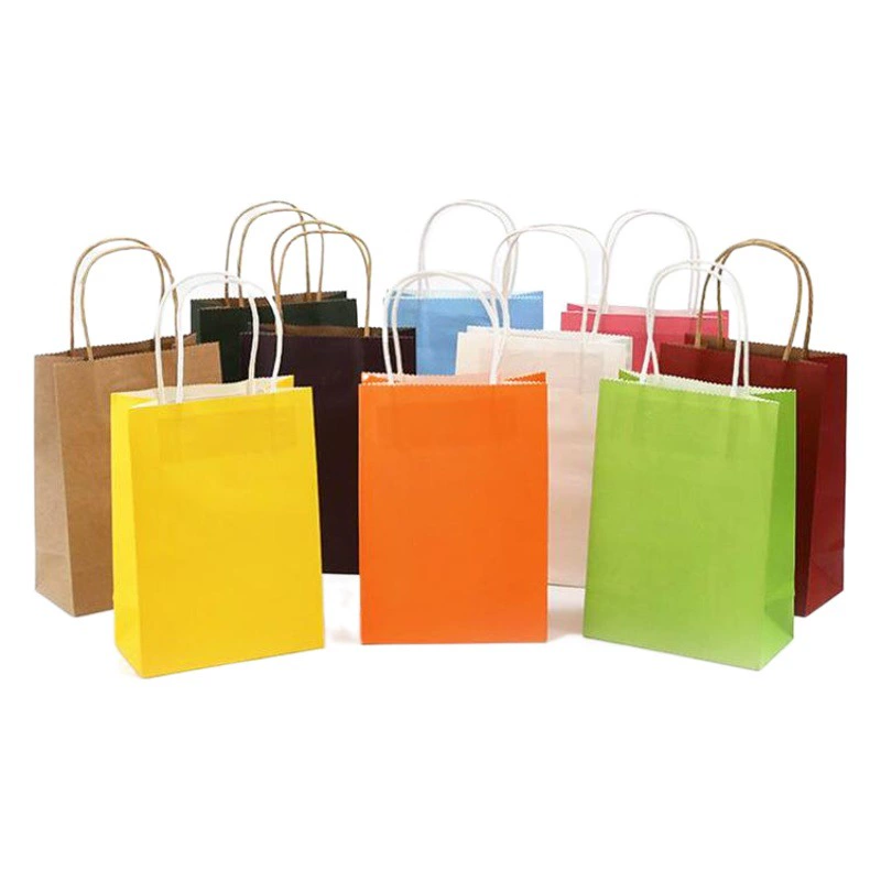 Бумажный пакет с напечатанным на заказ логотипом Сумка из крафт-бумаги в наличии сумка для покупок одежды Кейтеринг упаковочная сумка на вынос на заказ