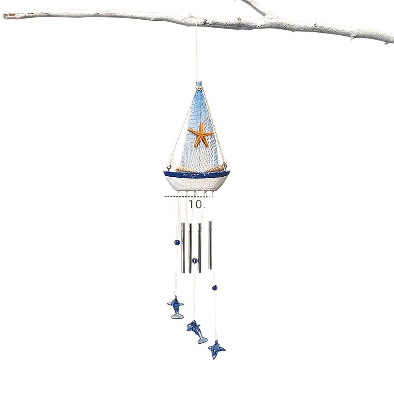 Mediterranean Style Sailboat And Dolphin Decorative Wind Chime_voghion.com