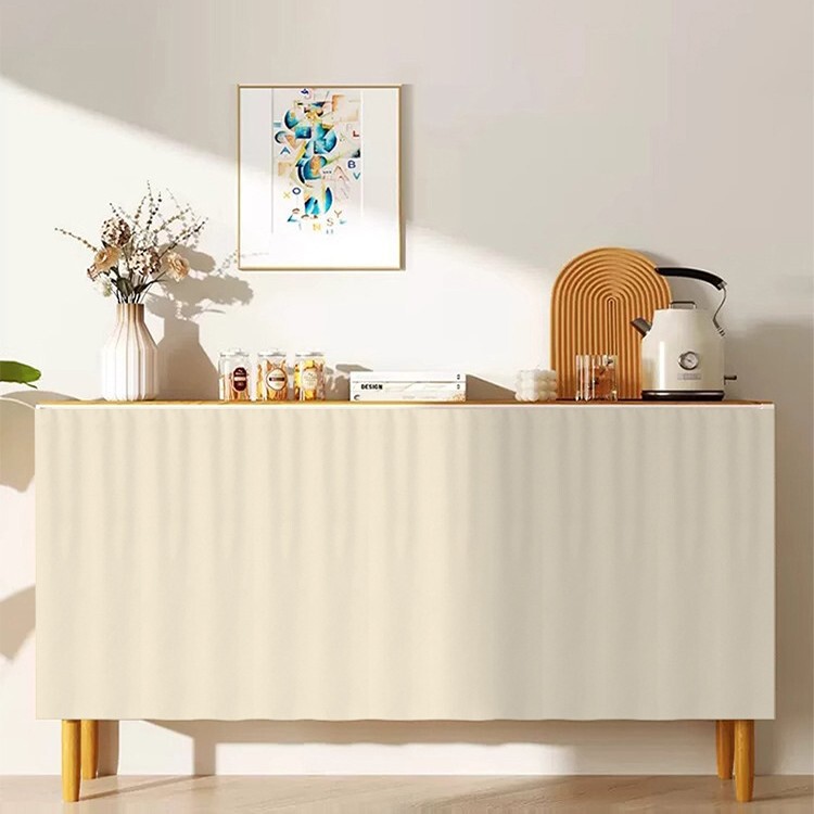 Cabinet Cover Curtain for Kitchen Without Doors, Dustproof and Concealing Curtain, No-Drill Magic Tape Slide Rail Pull Curtain, Self-Adhesive