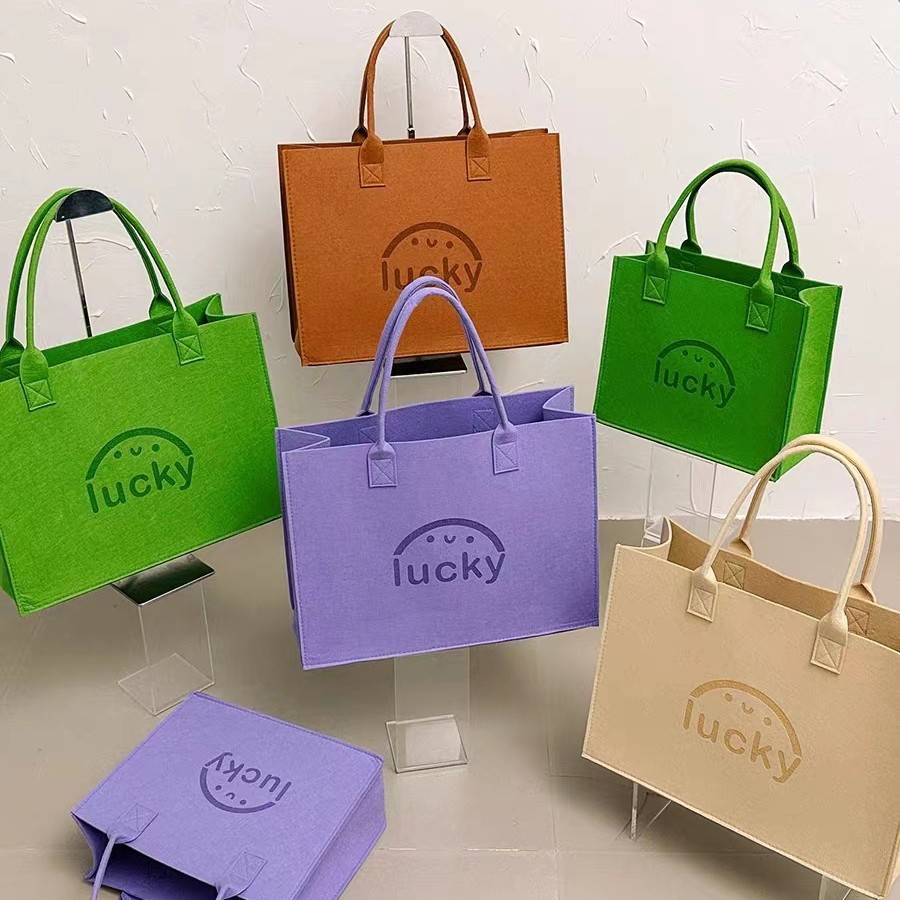 小红书同款毛毡包 原创ins风毛毡包 大容量通勤购物袋 礼品包