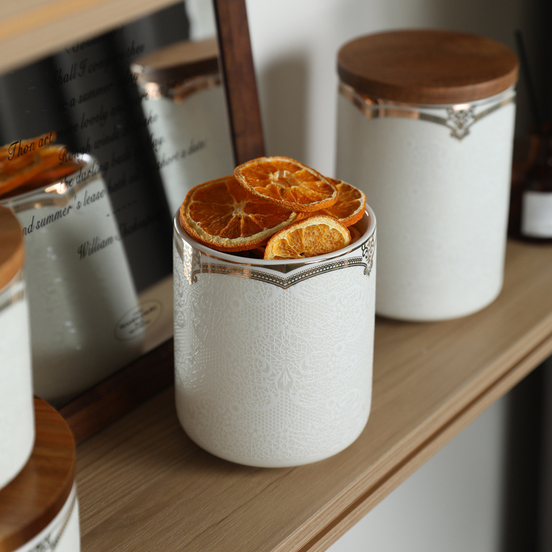 Tarro de almacenamiento de cerámica simple y moderno, tarro de almacenamiento de azúcar, tarro sellado con patrón en relieve, combinación de tarros pequeños, adornos decorativos