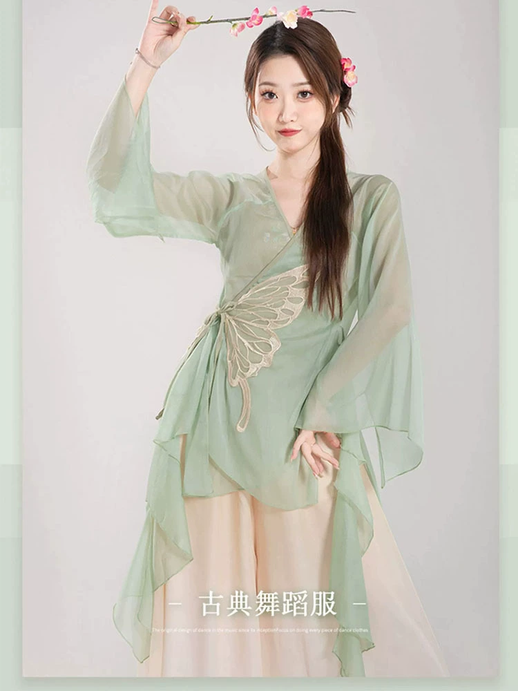 Костюм для классического танца Женский элегантный 2023 Новый стиль Античный костюм с рифмой тела Костюм для практики Китайский танцевальный костюм Этнический танцевальный костюм