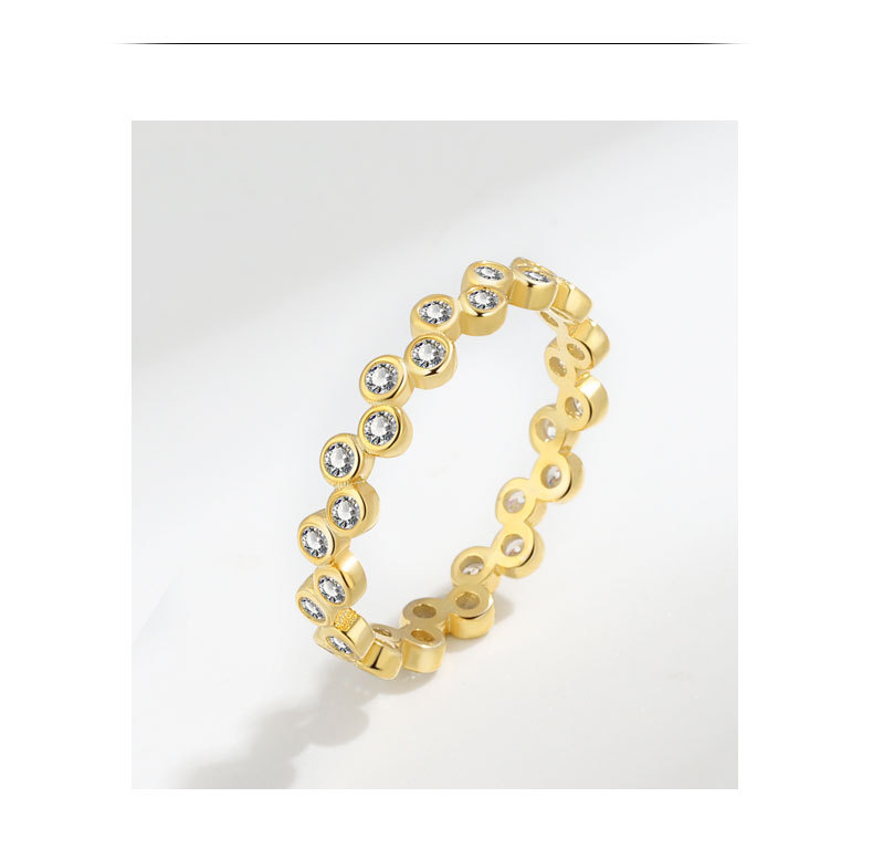 925 Sterling Silver Material 18K Gold Plated 925 Sterling Silver Zircon Round Rings 925 Sterling Silver Rings