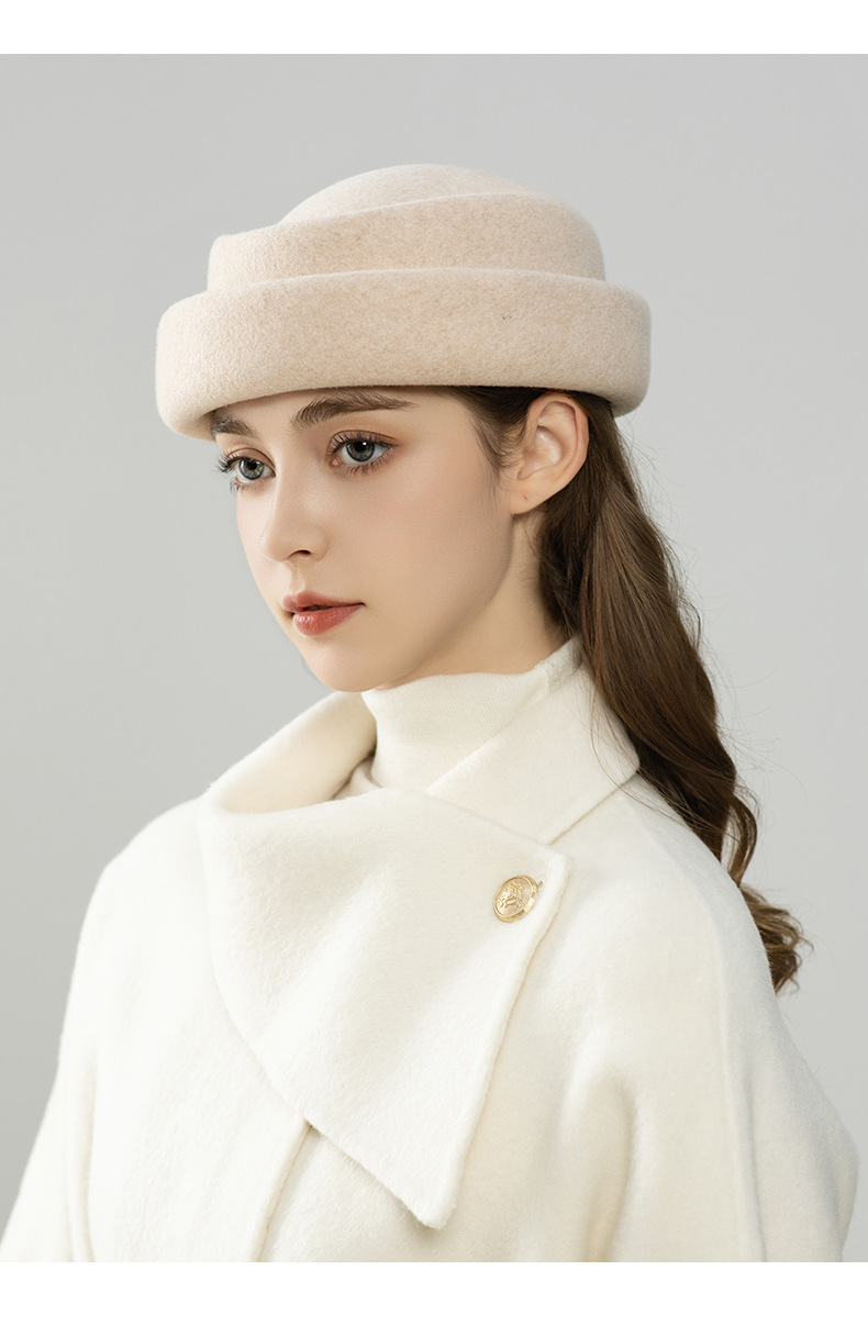 Mũ beret nữ len dạ Úc phong cách họa sĩ retro Anh — cơm trộn chi tiết 6