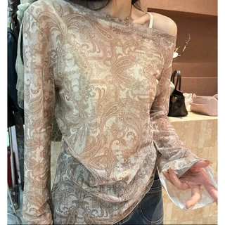早秋新款斜肩修身显瘦长袖小衫女百搭上衣#26650初秋韩系上衣