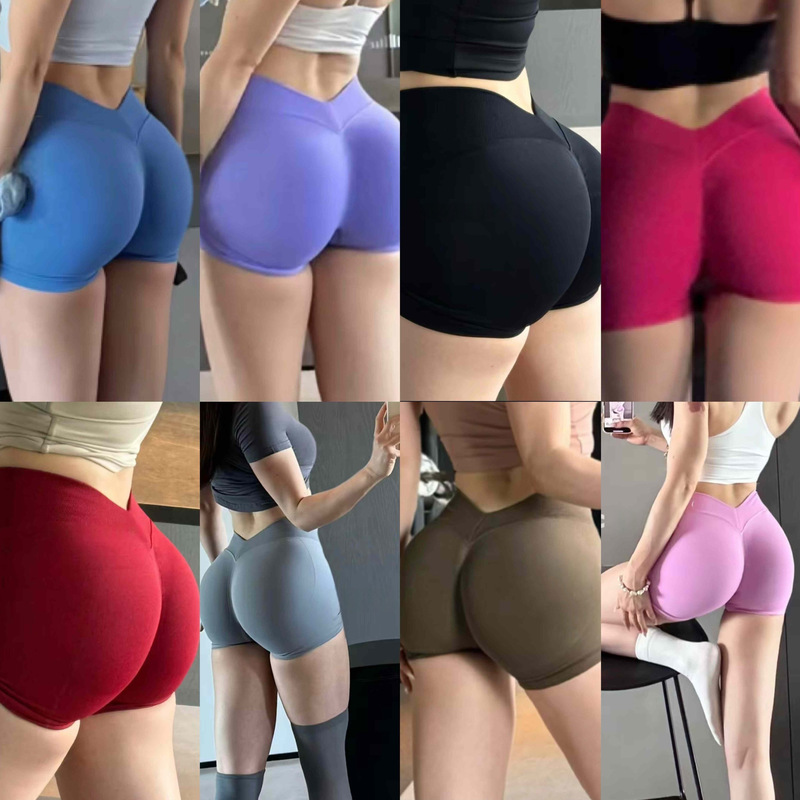 Hip-Lifting Seamless Shorts, Sports V-Waist Butt-Enhancing Pants, Seamless Shorts, Breathable Outdoor Shorts, European and American Style 81833