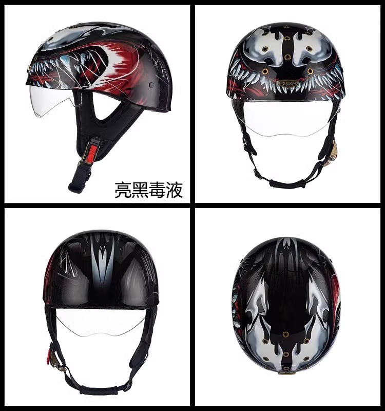 Motorcycle Summer Retro Half Helmet Breathable Cruising Helmet Electric Vehicle Ultra-Light Unisex Helmet 3C Certified