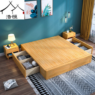 榻榻米实木无床头床 日式床1.8米硬板矮床北欧简约出租房经济床架-阿里巴巴