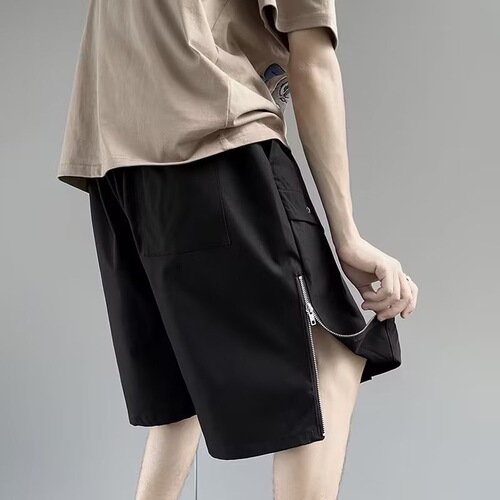 American work-style shorts for men, summer loose sports five-pocket pants, trendy brand high street ice silk cool casual mid-rise pants