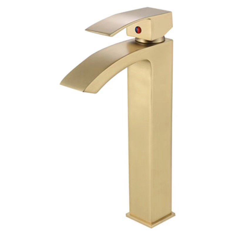 Cross-border square 304 stainless steel cold and hot washbasin faucet washbasin bathroom toilet waterfall faucet details Picture