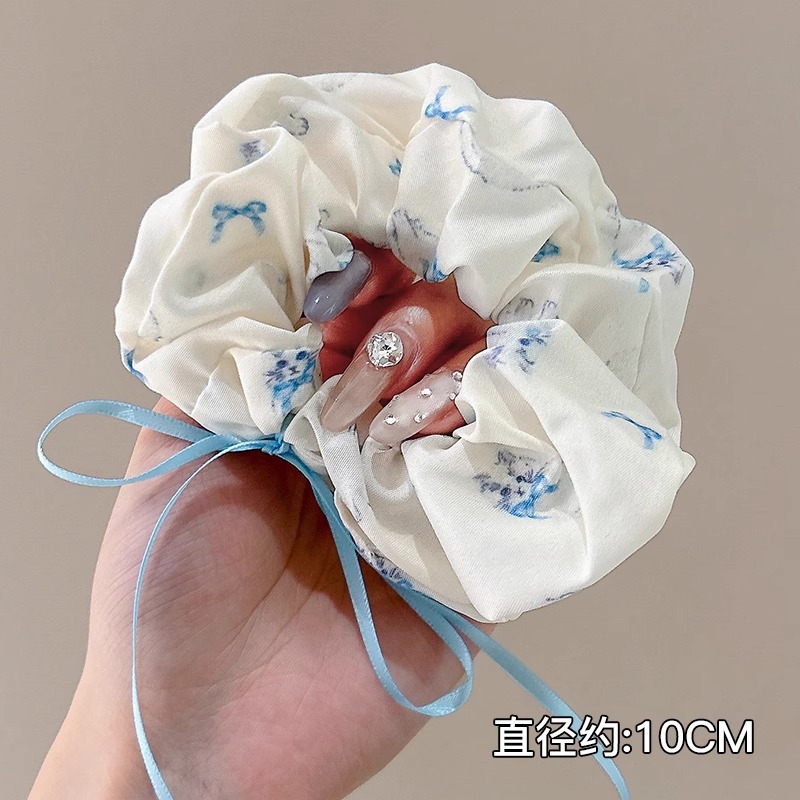 Anillo de pelo de intestino grueso súper grande coreano para mujer 2025 nuevo estilo de alta gama cordón de pelo de encaje plisado temperamento dulce cuerda de cabeza de flor