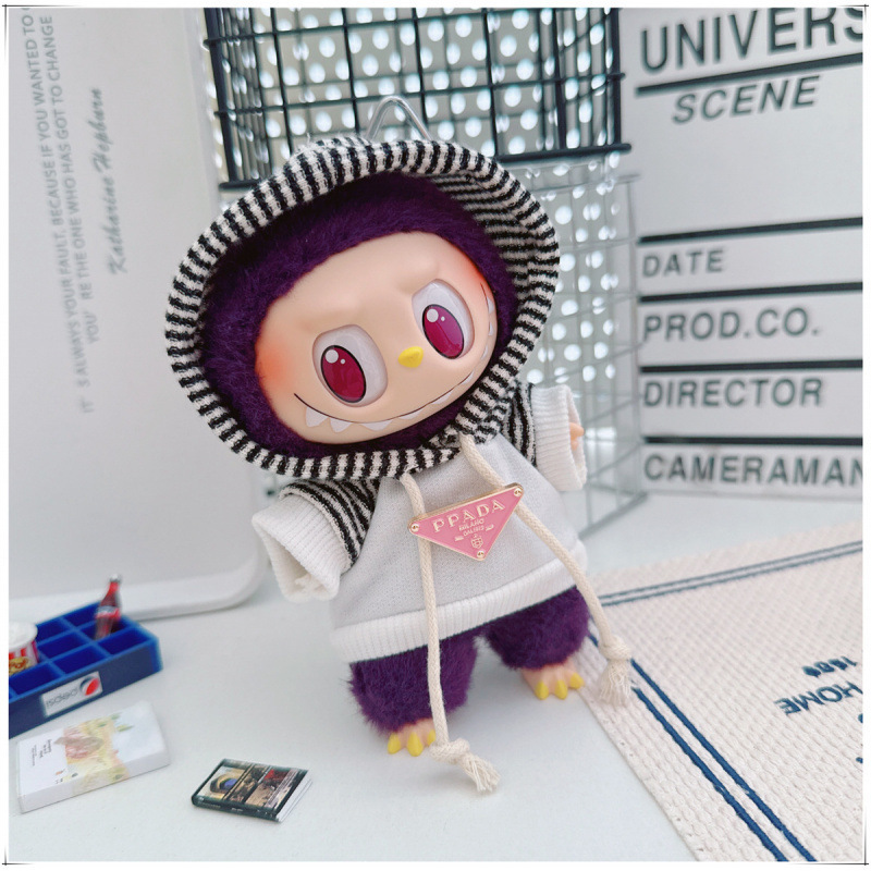 labubu ベビー服 Labubu 第一世代第二世代第三世代 10 センチメートル綿人形黒と白グレートレンディなスウェットシャツパーカーパンツ|undefined