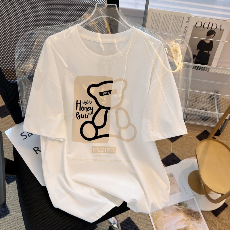 Pure Cotton Short-Sleeved T-Shirt for Women 2026 Summer New Korean Style Loose Plus Size Women's Casual Versatile T-Shirt Women's Top