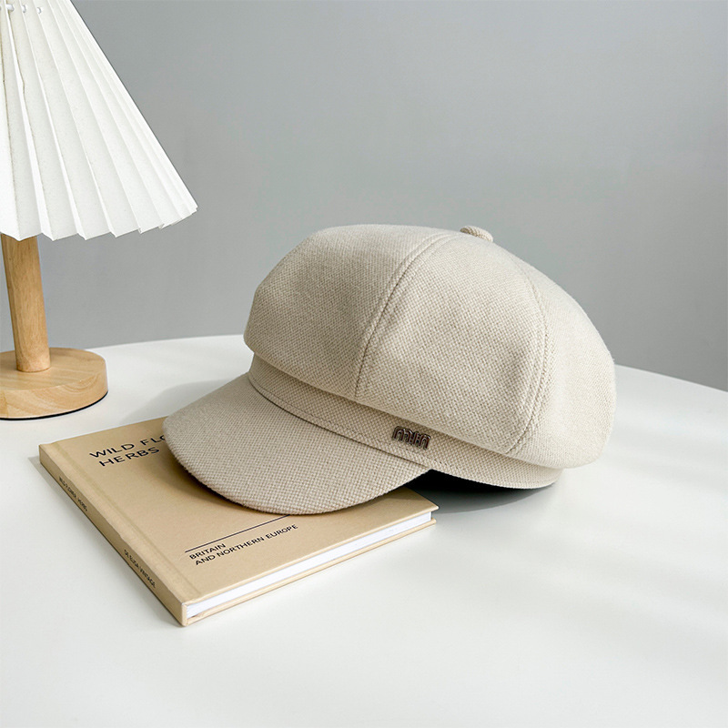 Corea del Sur nicho octogonal sombrero moda femenina Otoño e Invierno estilo coreano cara de aspecto pequeño todo partido boina retro de lana pintor sombrero