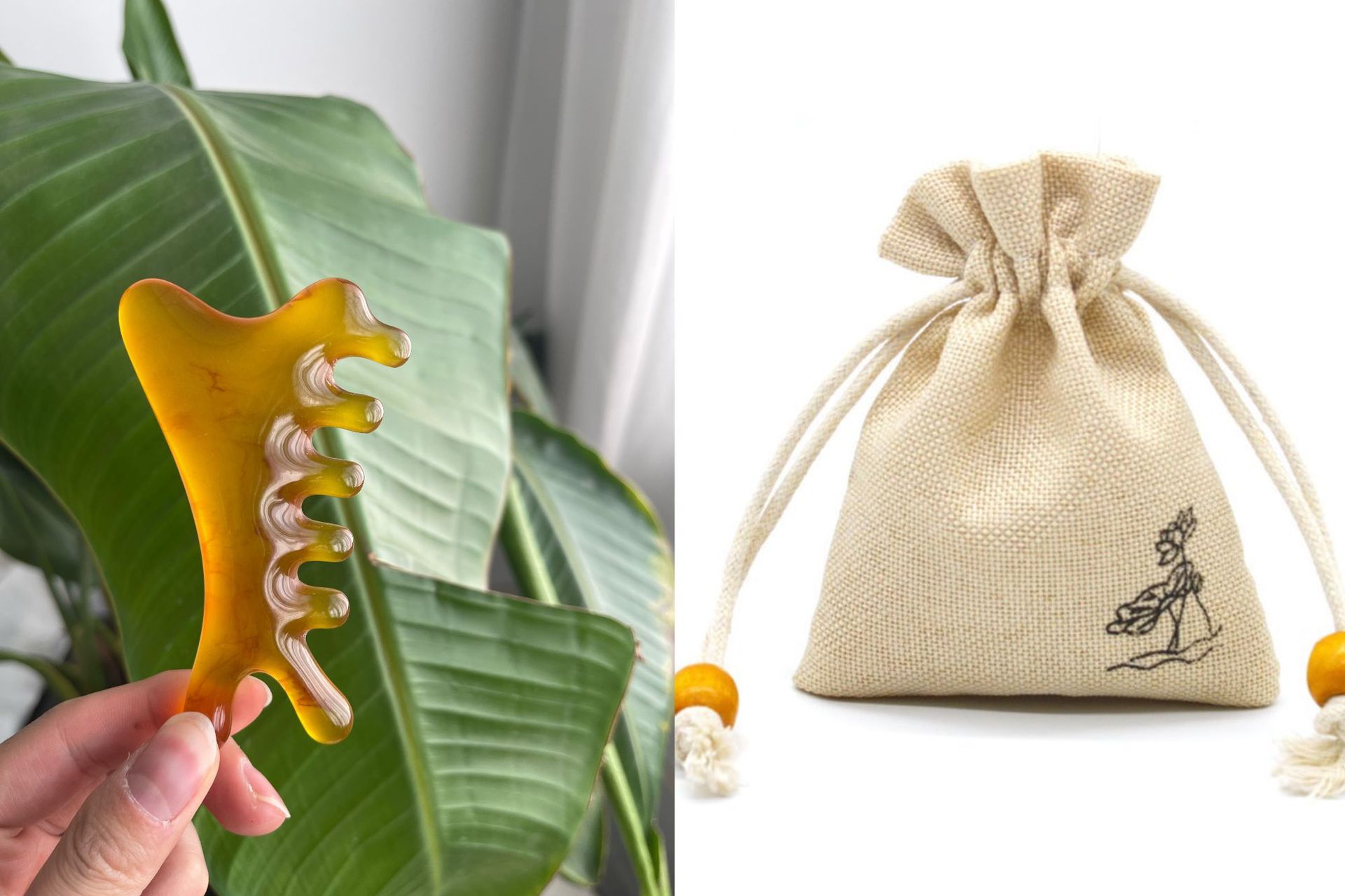 Массажная расческа из янтарной смолы (большого размера) + высококачественная сумка для хранения.