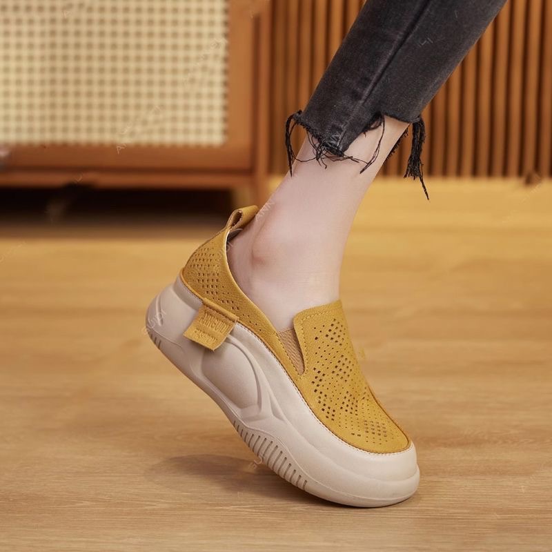 New platform shoes hollow shoes hole casual shoes women's soft sole single shoes one pedal lazy shoes_voghion.com