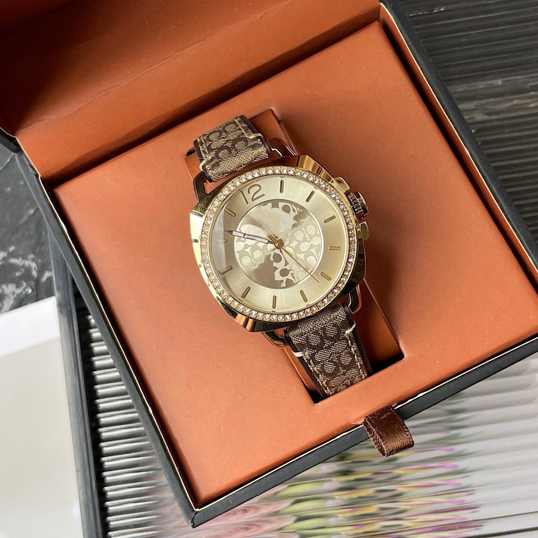 Foreign Trade Popular Koujia Classic Old Leather Watch Women's Light Luxury Fashion Diamond-Encrusted Canvas Belt Watch Retro Women's Watch