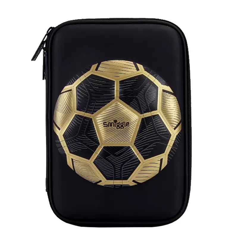 Smiggle Golden Football Schoolbag Box Set para niños Papelería Bolsa de almacenamiento multifuncional Mochila de descompresión Regalo