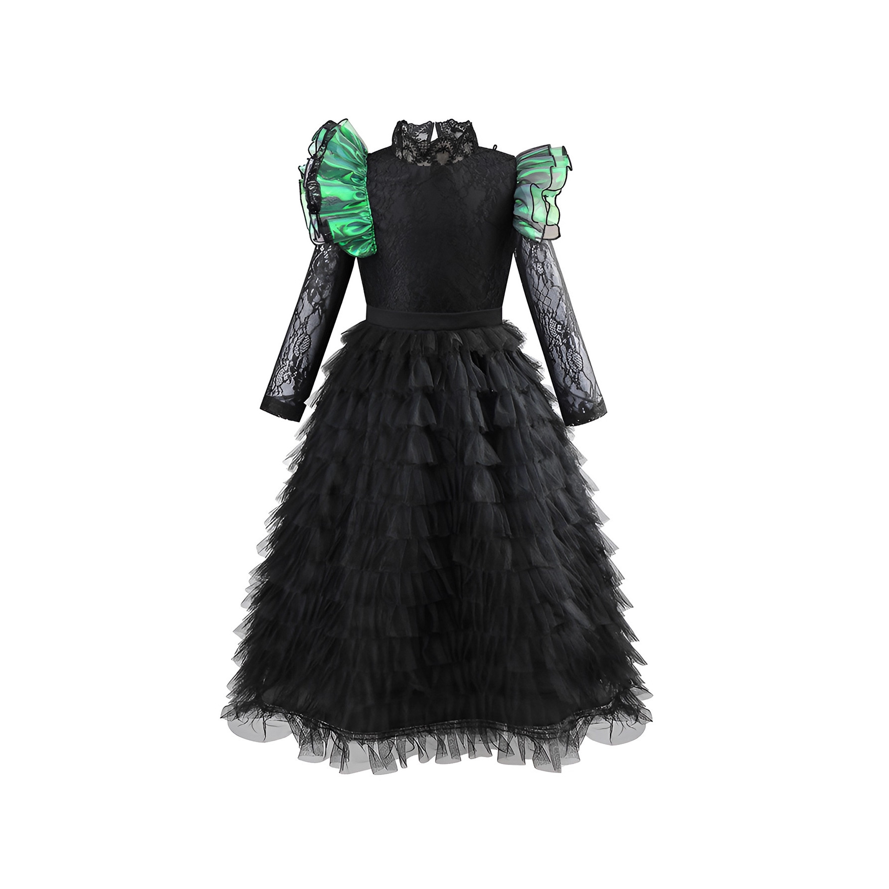 2026 explosión transfronteriza mágica bruja mala cosplay encaje negro vestido largo vestido de fiesta de Halloween