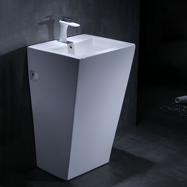 Al por mayor de gama alta cuenca del hotel cuenca del pedestal de cerámica lavabo de una sola pieza cuenca artística cuenca del piso integrado cuenca del pedestal
