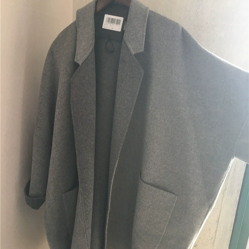 Пыльно-пыльное двухстороннее Свободное пальто ручной работы в стиле двухцветного плаща, женское осенне-зимнее пальто