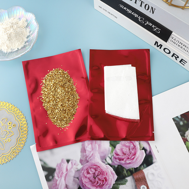 彩色鋁箔平口袋亮光面膜袋不透明包裝袋食品熱封袋美妝品塑料袋子