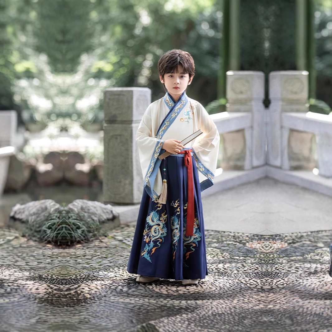 儿童汉服男童中国风唐装古风帅气儿童古装宝宝2025春秋新款国学服