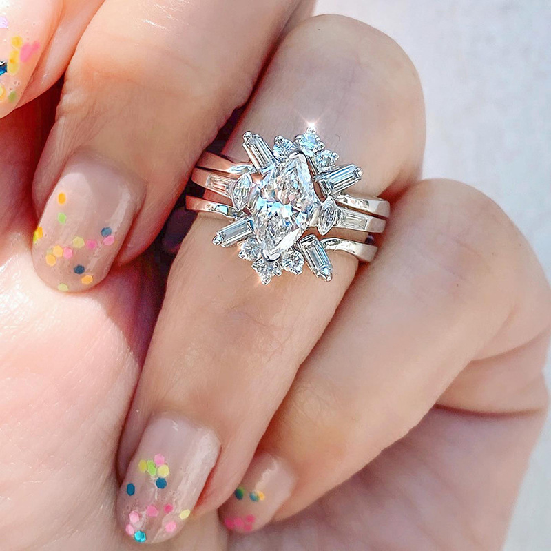 Women's Gender Wholesale Jewelry Elegant Modern Style Geometric Copper Zircon Rings