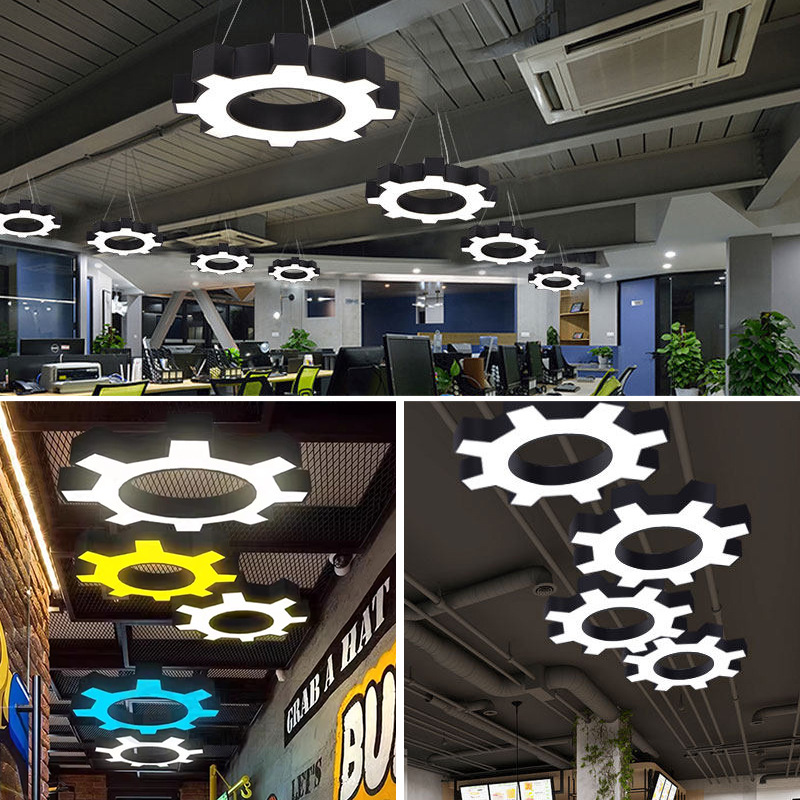 lámparas de herramientas led engranajes de modelado candelabros oficina gimnasio salón de baile supermercado tienda industrial viento candelabros image 4