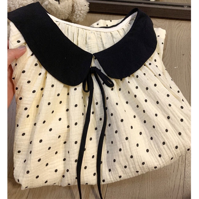 Homewear Short-Sleeved Korean Style Pajamas for Women, Summer Polka Dot Trendy New Style, Two-Piece Set with Shorts, Casual Doll Collar, Loose Fit