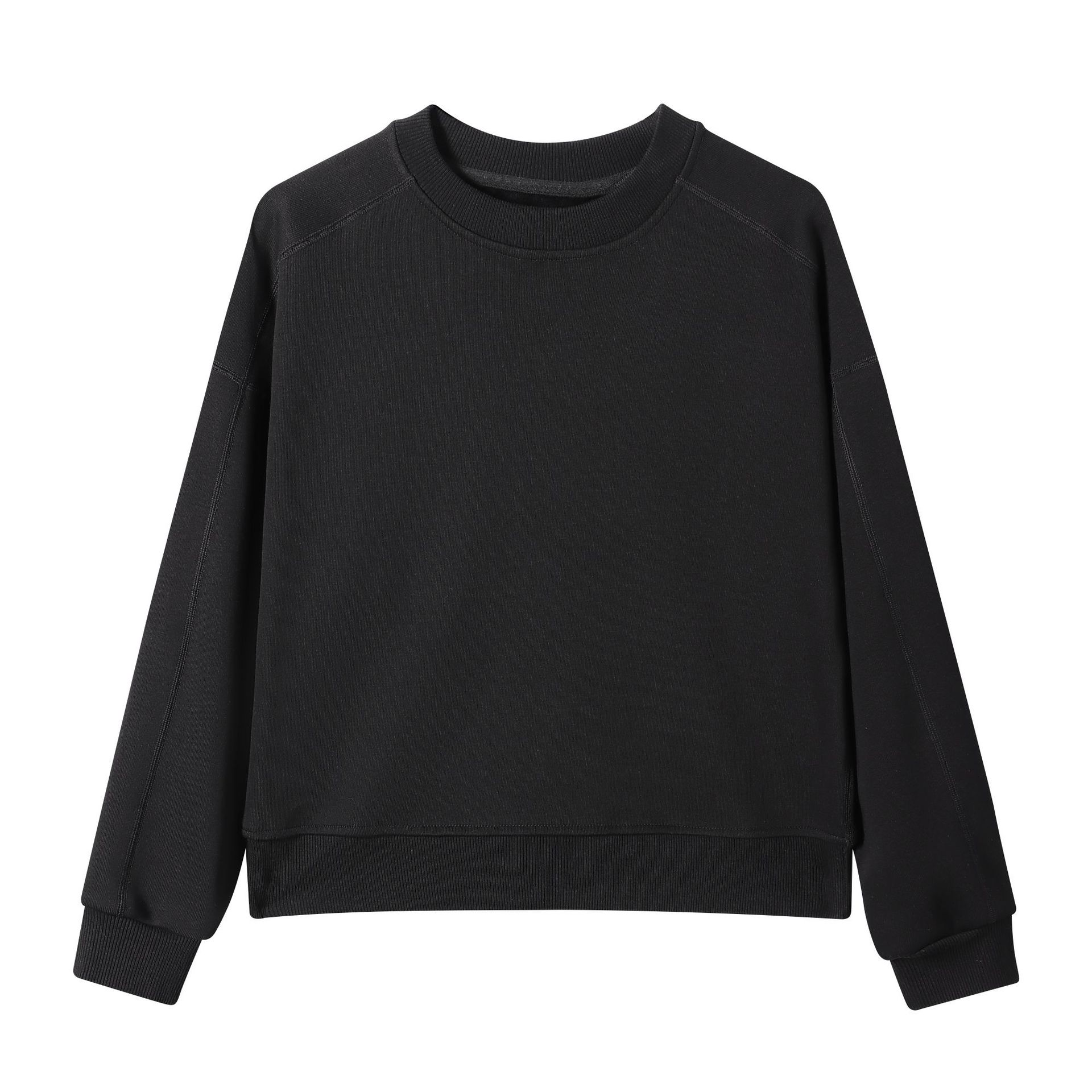 Otoño e invierno nuevo peso 420g ropa femenina cuello redondo corto más suéter de terciopelo marca de moda hasu sólido blusa de diseño de línea image 11