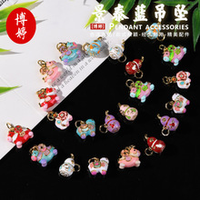 纯铜景泰蓝烧蓝马上有钱葫芦吊坠配件木马吊坠彩色小跑环串珠批发