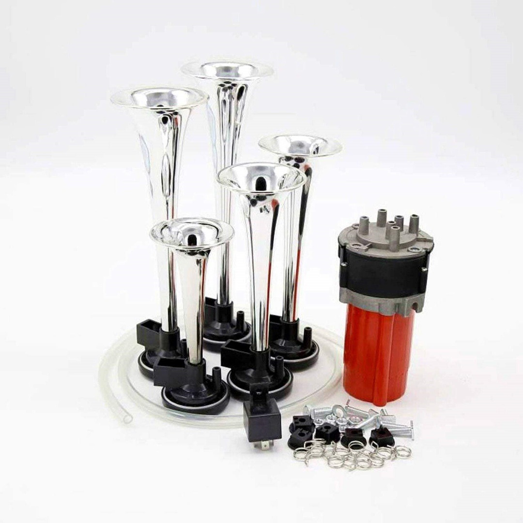 Cross-Border Off-Road Vehicle Motorcycle Modified Vehicle Electric Self-Contained Air Pump 5-Tube Jazz Music 12-Volt Air Horn