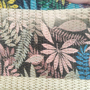 Manufacturer Wholesale Craft Woven Fabric, Colorful Striped Paper Woven Fabric, Handmade Crochet Pattern Raffia Hollow Woven Fabric