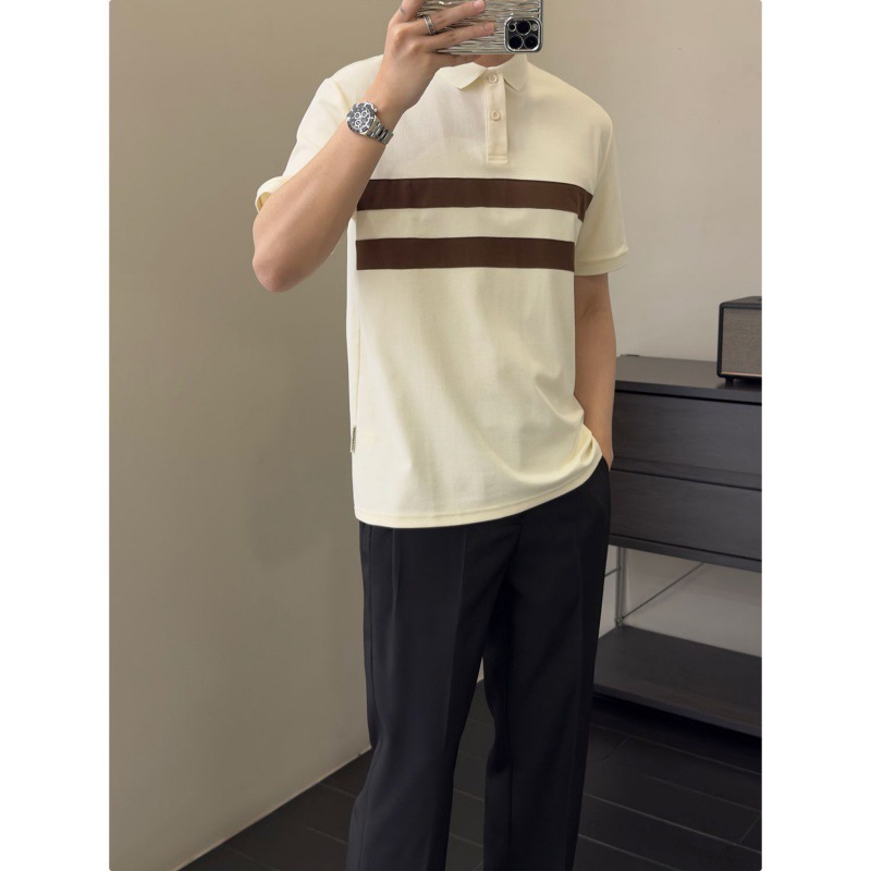 Nuevo diseño, moda, marca de moda, camiseta de manga corta, transpirable, camisa POLO de solapa a juego de color casual juvenil, top de hombre