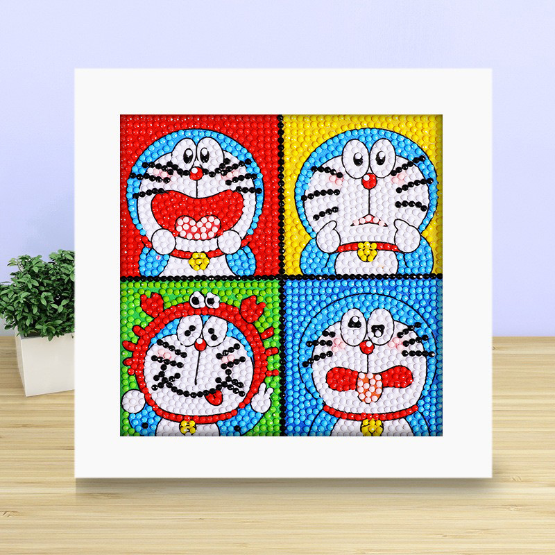 Pintura de diamante DIY con marco de fotos para enviar lleno de diamantes y pintura de diamantes para hacer pintura al óleo de dibujos animados educativos para niños 2024 ladrillo pegajoso y diamantes brillantes