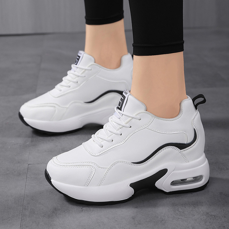 여성용 부드러운 바닥 두꺼운 바닥 내부 높이 증가 운동화 8cm 작은 인기 여성 신발 여행 캐주얼 신발