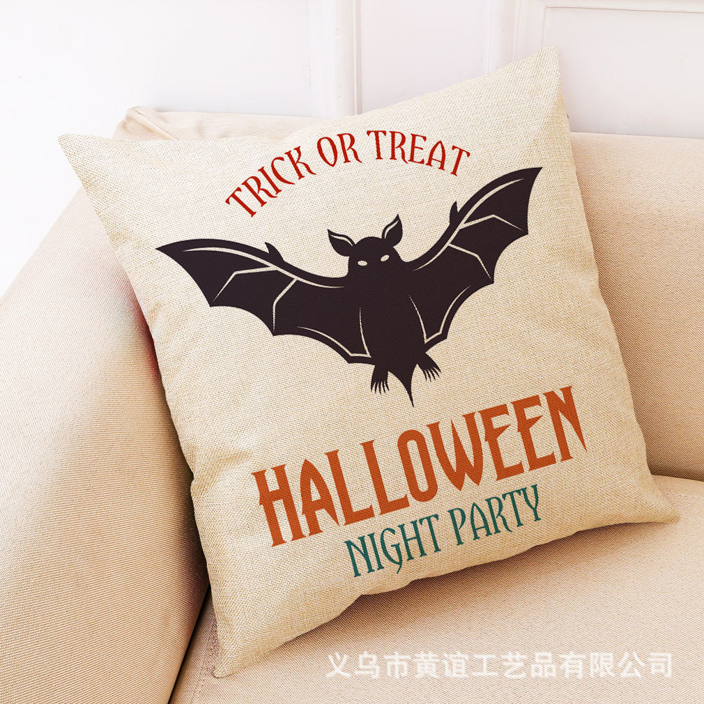亚马逊 跨境新款万圣节系列家居棉麻抱枕套汽车抱枕沙发抱枕靠垫