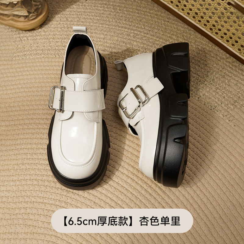 网红松糕厚底增高乐福鞋女年冬季新款休闲百搭舒适圆头小皮鞋|undefined